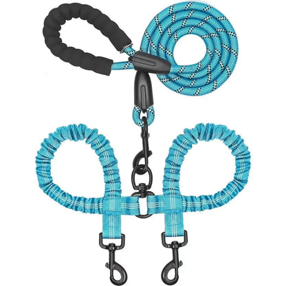 Pipidodo Dual Dog Leash with Shock Absorption, Tangle-Free 360° Swivel, and Padded Handle for Comfortable Dual Dog Walking