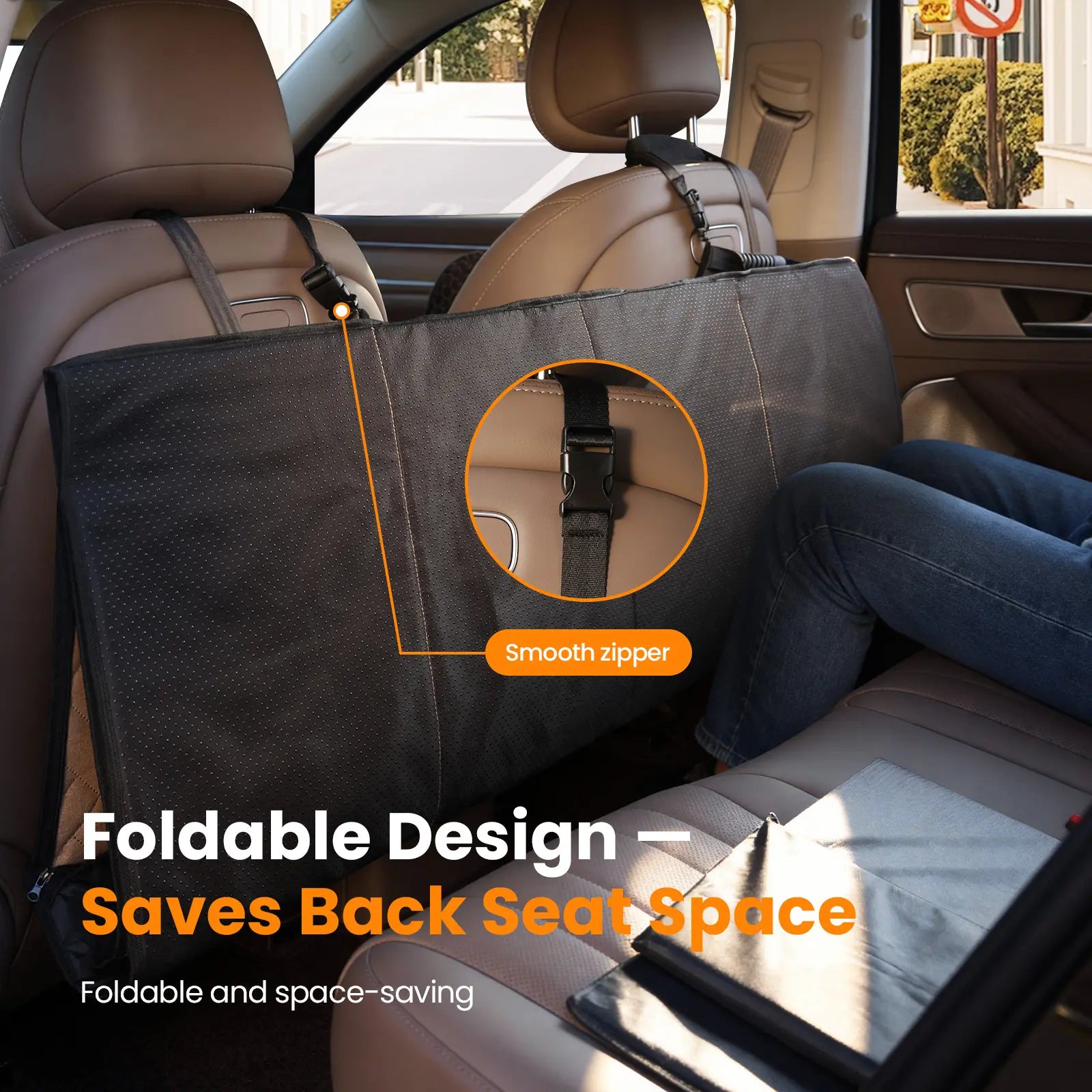 【Tiktokshopstockup】 VALUXE Dog Car Seat Cover for Large Dogs, Full-Cover Waterproof Back Seat Protector, Foldable, Beige/Black Summervibes Petlovers Outdoorfun