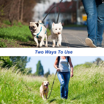 Pipidodo Dual Dog Leash with Shock Absorption, Tangle-Free 360° Swivel, and Padded Handle for Comfortable Dual Dog Walking