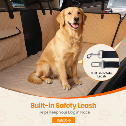 【Tiktokshopstockup】 VALUXE Dog Car Seat Cover for Large Dogs, Full-Cover Waterproof Back Seat Protector, Foldable, Beige/Black Summervibes Petlovers Outdoorfun