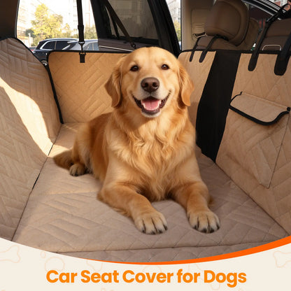 【Tiktokshopstockup】 VALUXE Dog Car Seat Cover for Large Dogs, Full-Cover Waterproof Back Seat Protector, Foldable, Beige/Black Summervibes Petlovers Outdoorfun