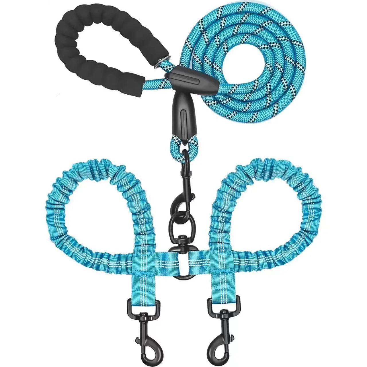 Pipidodo Dual Dog Leash with Shock Absorption, Tangle-Free 360° Swivel, and Padded Handle for Comfortable Dual Dog Walking